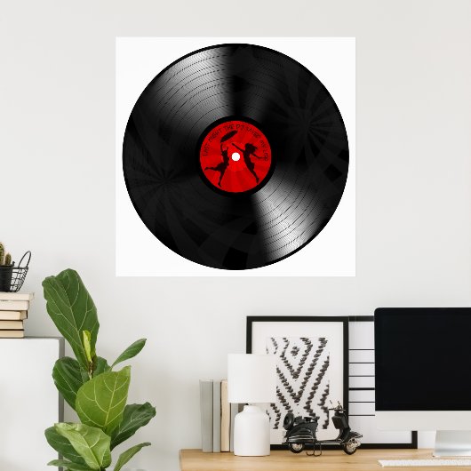 昨夜のDJマイ救ライフレコード黒 ポスター (ホームオフィス)