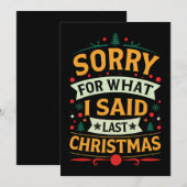 昨年クリスマスに言ったことを謝るユーモア 招待状 (正面/裏面)