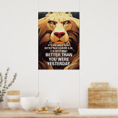 昨日のライオンの引用文より良やる気を起こさせるい ポスター (キッチン)