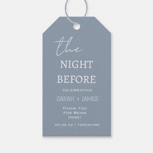 昨日の夜のダスティー結婚ブルー ギフトタグ (正面)