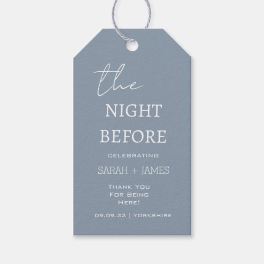 昨日の夜のダスティー結婚ブルー ギフトタグ (正面)