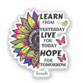 昨日の学引用文からレインボーひまわり名 シール (正面)