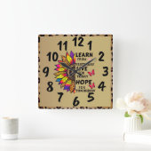 昨日の学引用文からレインボーひまわり金ゴールド スクエア壁時計 (ホーム)