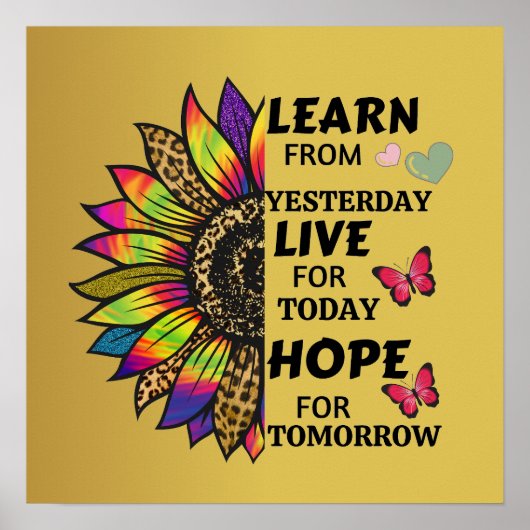 昨日の学引用文からレインボーひまわり金ゴールド ポスター (正面)