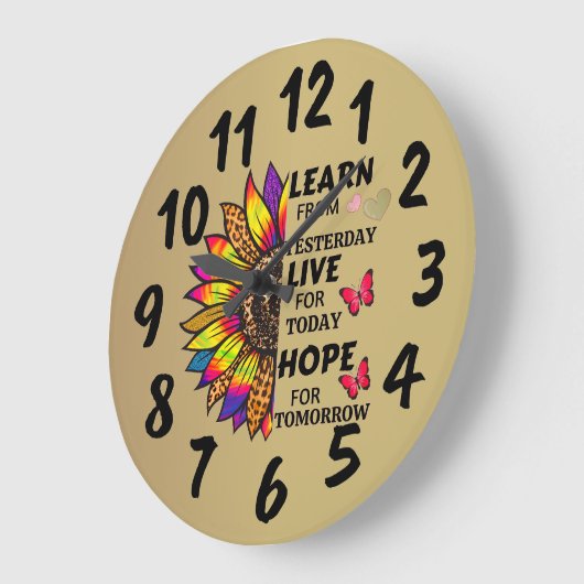 昨日の学引用文からレインボーひまわり金ゴールド ラージ壁時計 (傾斜)