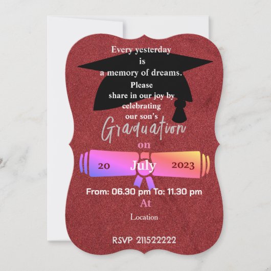 昨日を祝う 招待状 (正面)