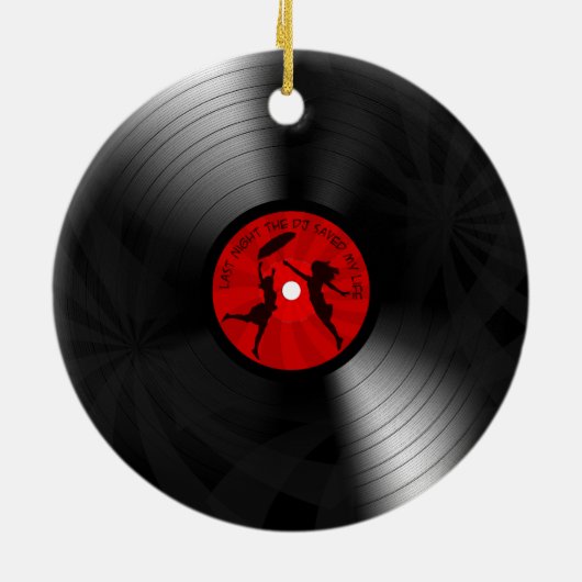 昨晩DJは私の生命レコードの黒を救いました セラミックオーナメント (裏面)