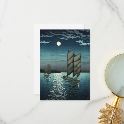 昭和時代、土屋興一の船 サンキューカード (正面/裏面インサイチュ)