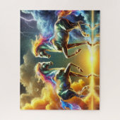 昼と夜のネオンの馬 ジグソーパズル (縦)