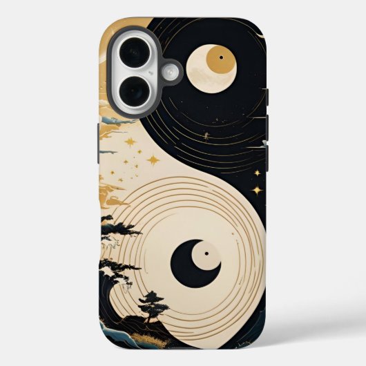 昼と夜の二重性、イン – ヤン、光と闇 Case-Mate iPhoneケース (裏面)