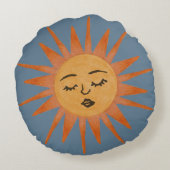 昼と夜の太陽顔丸い枕 ラウンドクッション (裏面)