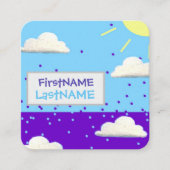 昼と夜の広場、2.5インチx 2.5インチ名刺 スクエア名刺 (正面)