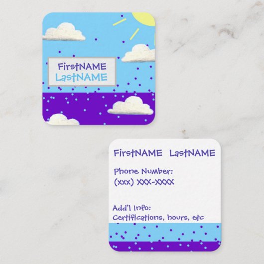 昼と夜の広場、2.5インチx 2.5インチ名刺 スクエア名刺 (正面/裏面)