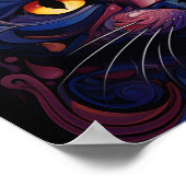 昼と夜の猫：トワイライトアートを鏡像化 ポスター (角)