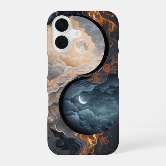 昼と夜の陰陽 iPhone 16ケース (裏面)