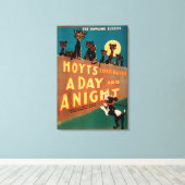 「昼と夜」猫と犬のミュージカル キャンバスプリント (インサイチュ (ウッドフロア))