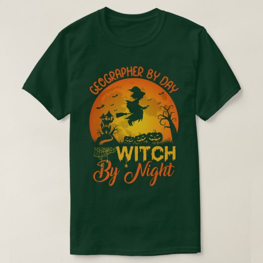 昼の魔女による地理学者の夜の地理学者のハロー Tシャツ (デザイン正面)