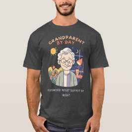 昼はおじいちゃん・おばあちゃん、夜はパスワードリセットサポート Tシャツ