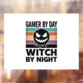 昼はゲーマー、夜は魔女 レトロハロウィンデザイン ウィンドウサイン (シート2)