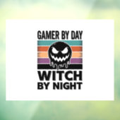 昼はゲーマー、夜は魔女 レトロハロウィンデザイン ウィンドウサイン (シート3)