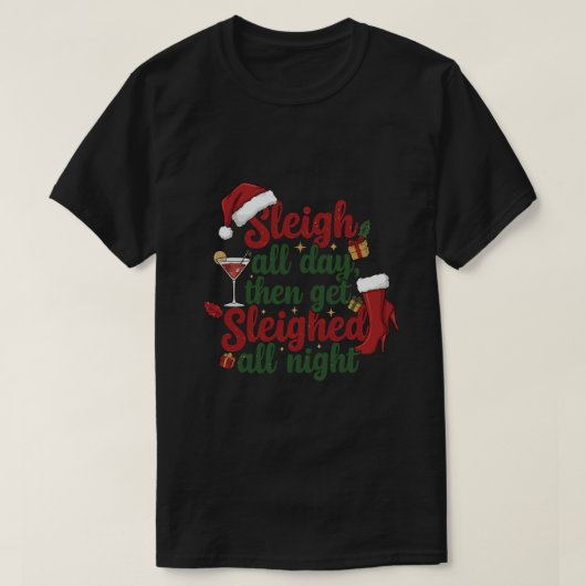 昼はソリに乗り 夜はソリに乗られる Tシャツ (デザイン正面)
