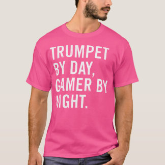昼はトランペット 夜はゲーマー	 - ユニセックス 大人用キッズ服 Tシャツ
