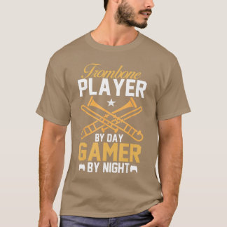 昼はトロンボーン奏者、夜はゲーマー バンドトロンボーン Tシャツ