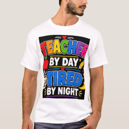 昼は先生、夜は疲れ Tシャツ