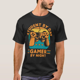 昼は学生 夜はゲーマー 卒業式ゲーミング Tシャツ