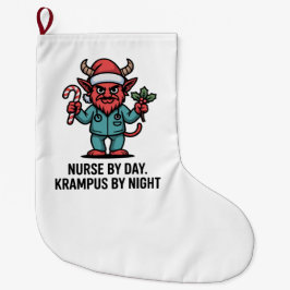 昼は看護師、夜はクランプス 看護師 ラージクリスマスストッキング