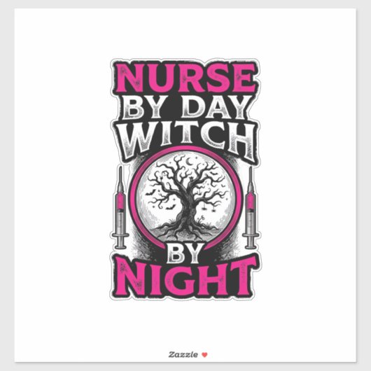 昼は看護師、夜は魔女のハロウィンTシャツデザイン シール (シート)