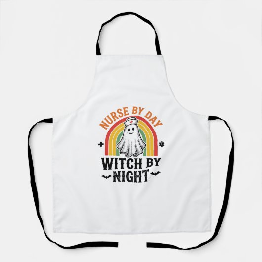 昼は看護師、夜は魔女のビンテージ・ホラーTシャツ_1 エプロン (正面)