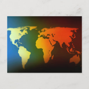 昼夜の世界地図はがき ポストカード