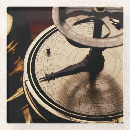 昼夜平分の太陽のな腕時計| 1880年 ガラスコースター (正面)