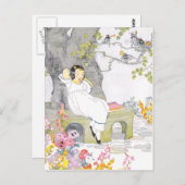 昼寝の下のガーデンベンチさくらんぼツリー ポストカード (正面/裏面)