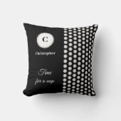 昼寝の白黒モノグラム時間 クッション (正面)