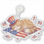 昼寝の自由 – Patriotic Cat シール (正面)