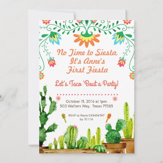 昼寝の誕生日の招待状への時間無し 招待状 (正面)