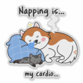 昼寝は…私の心臓…眠っている昼寝 シール (正面)