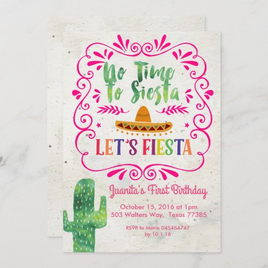 昼寝への時間は、フェスタの招待状のピンク 招待状 (正面/裏面)