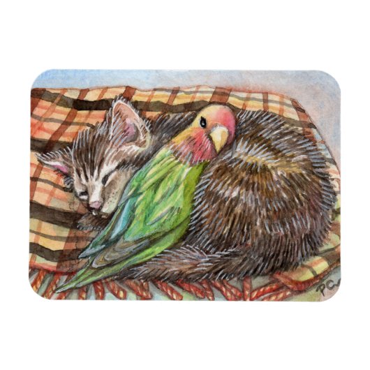 昼寝をする仲間 マグネット (横)