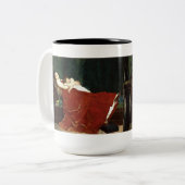 昼寝をする母と子供のレトロルック ツートーンマグカップ (正面左)