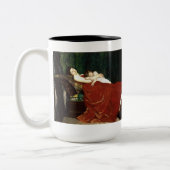 昼寝をする母と子供のレトロルック ツートーンマグカップ (左)