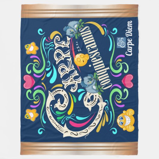 昼寝を捕まえる フリースブランケット (正面)