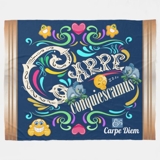 昼寝を捕まえる フリースブランケット (正面(横))