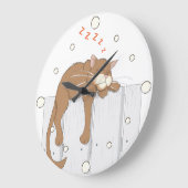 昼寝キャットウォールクロック ラージ壁時計 (傾斜)