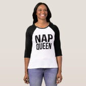 昼寝クイーンブラック&ホワイト引用文 Tシャツ (正面フル)