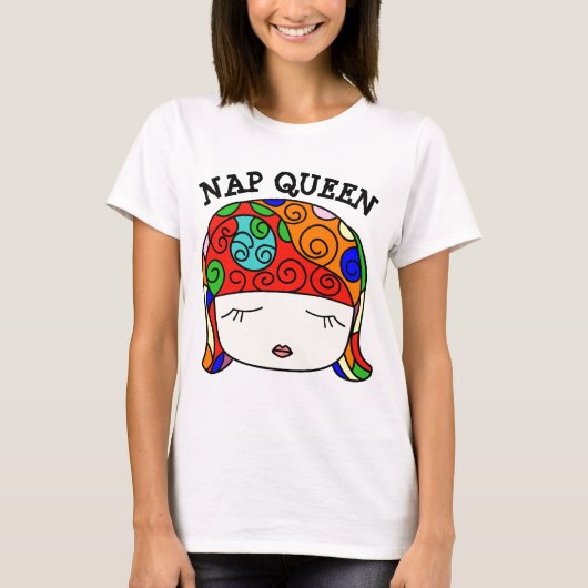 昼寝クイーンTシャツレディースおもしろいティー Tシャツ (正面)