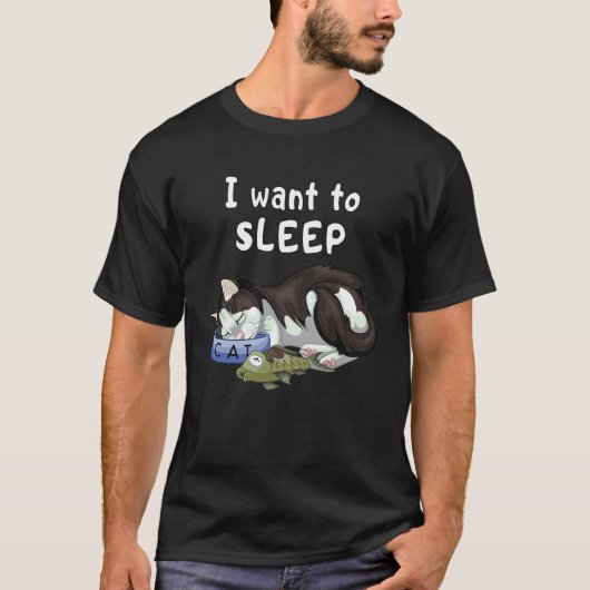 昼寝好きのための「魚と眠る猫」Tシャツ L Tシャツ (正面)