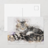 昼寝時間虎猫 |抽象芸術 |水彩 ポストカード (正面/裏面)